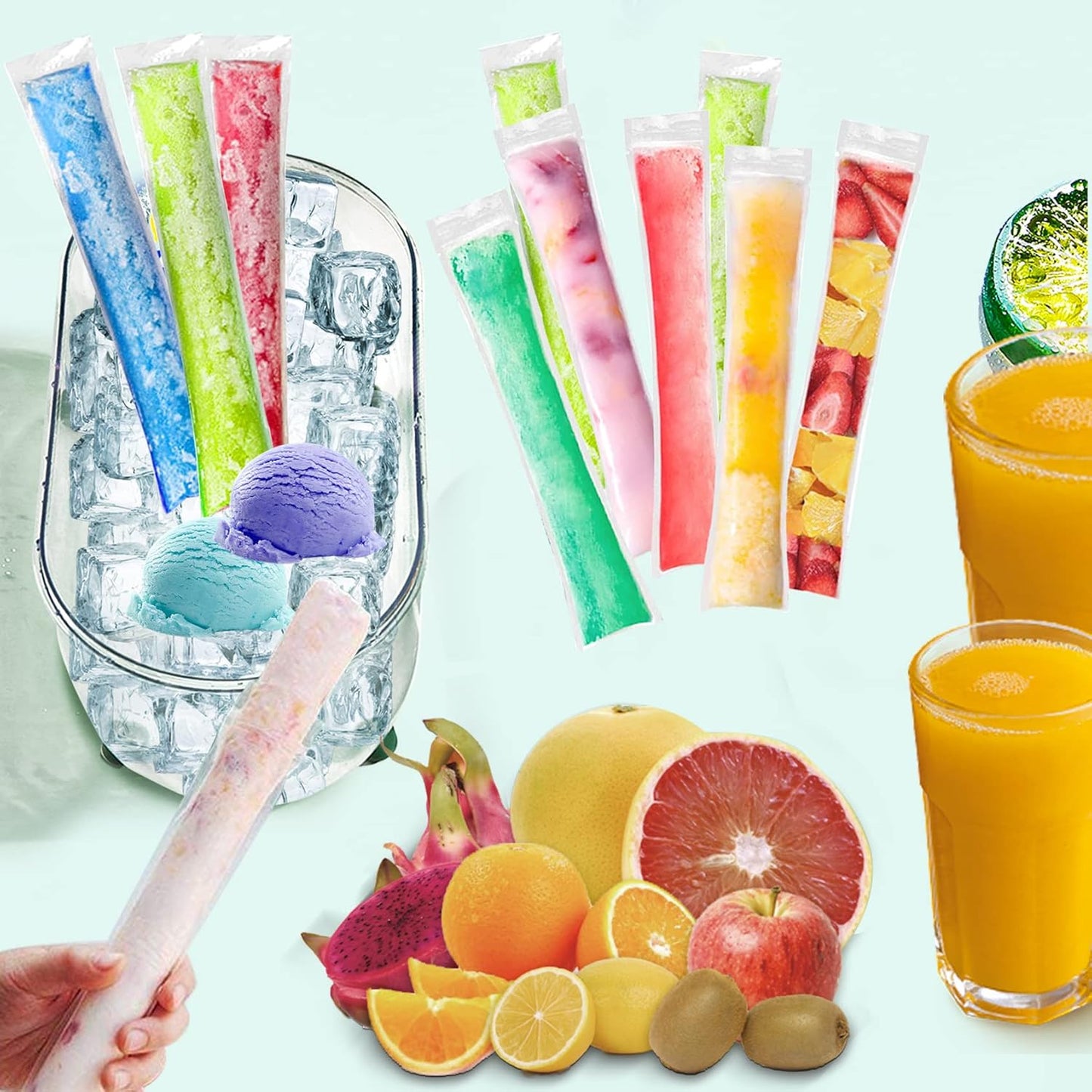 200 PCS DIY Disposable Ice Pop Bags - Create Your Own Healthy Popsicles!