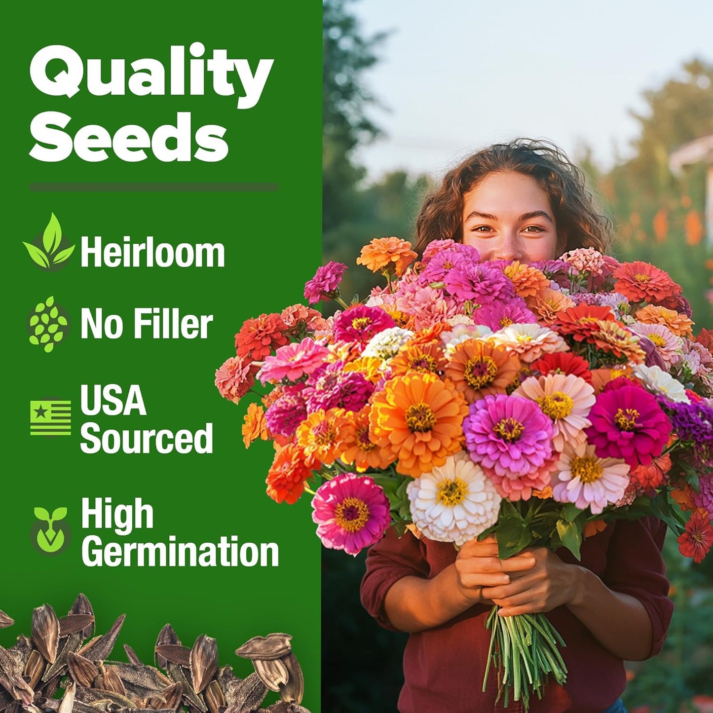 HOME GROWN Zinnia Seeds for 2026 - California Giant Mix - 7,300+ (2 oz) Plant Wildflower Blooms Bulk Seeds for Planting Flowers Outside