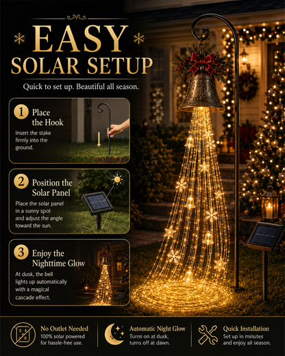 🎄 Christmas Bell Cascade Solar Lights✨ Create a Magical Holiday Glow
