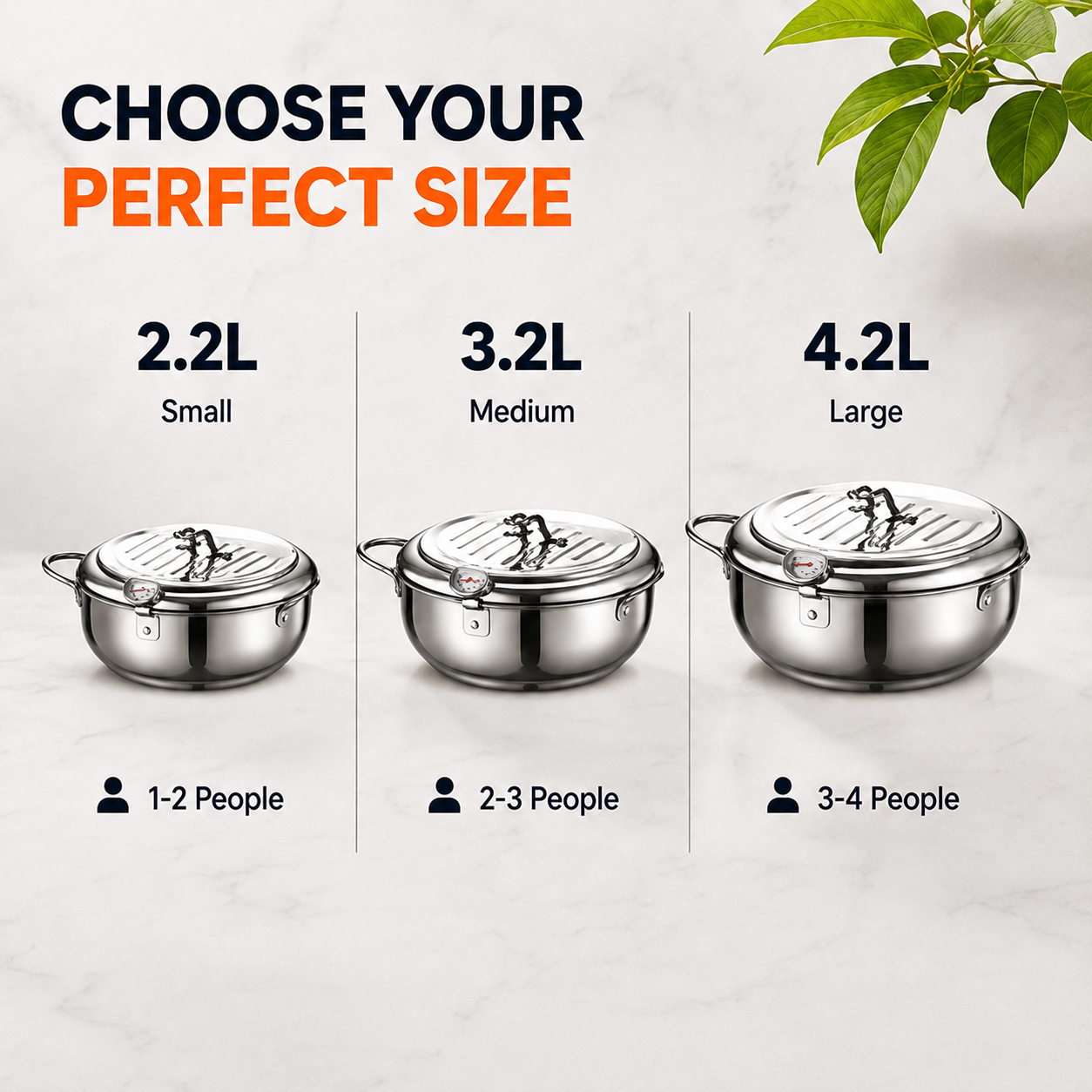 304 Stainless Steel Stovetop Deep Fryer Pot – With Thermometer