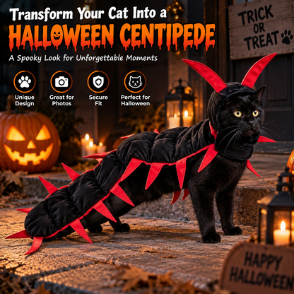 🎃 Halloween Centipede Cat Costume – 3D Spooky Pet Outfit