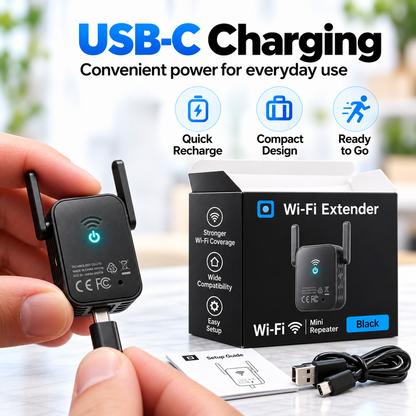 📶 Mini Wi-Fi Extender ⚡ Dual Antenna Signal Booster for Home & Office Dead Zones