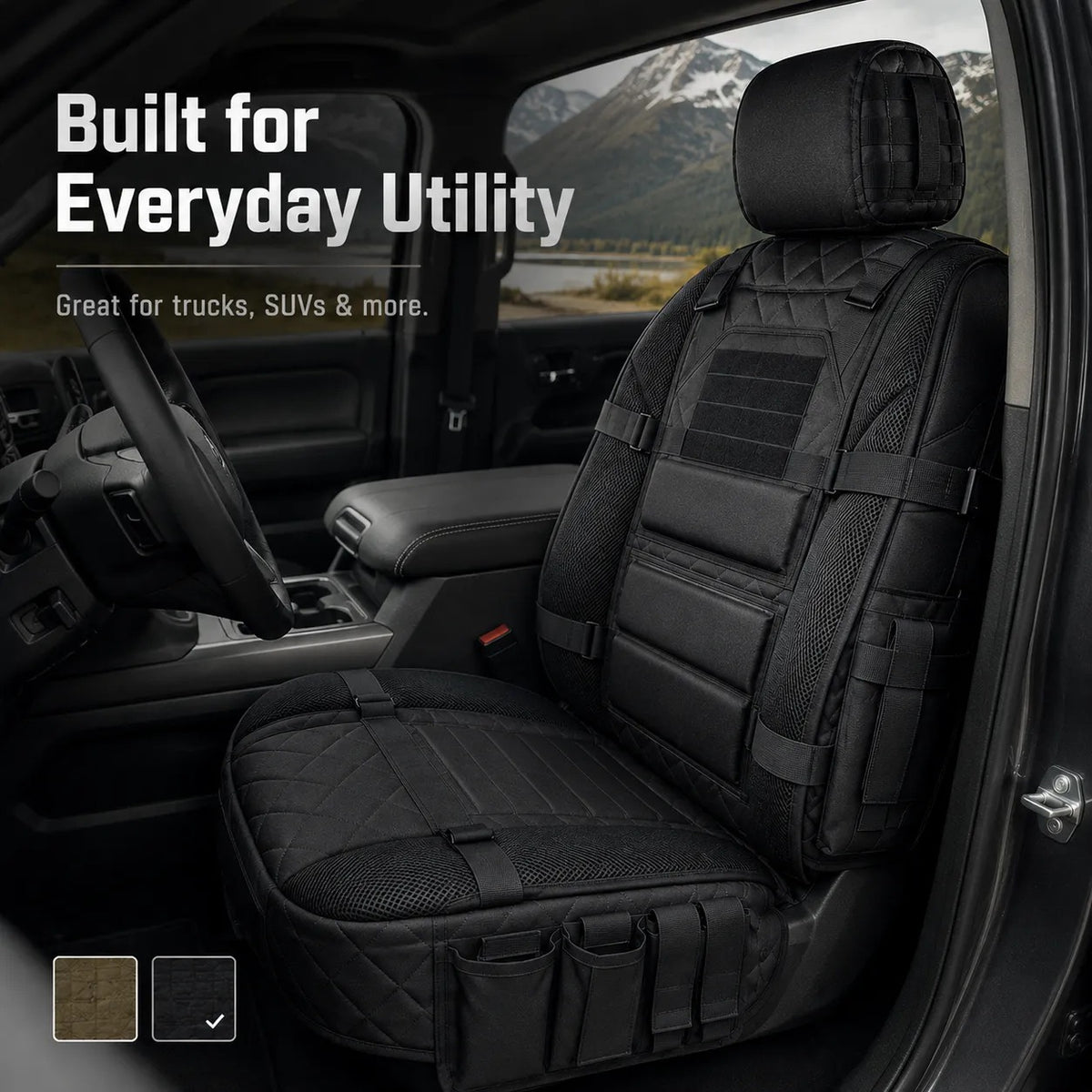 🚙Rugged MOLLE Truck Seat Cover – Tactical Storage, Seat Protection & All‑Day Comfort