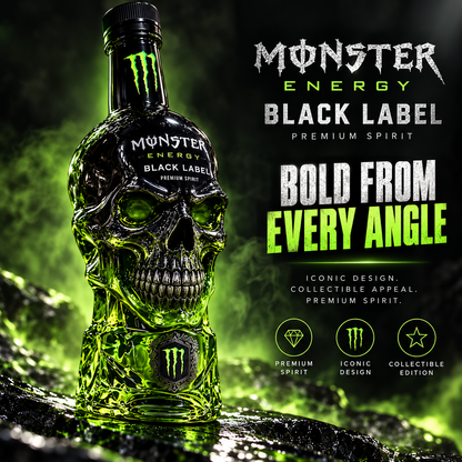 Monster Energy Black Label Skull Bottle 💀💚 | Dark Gothic Design �