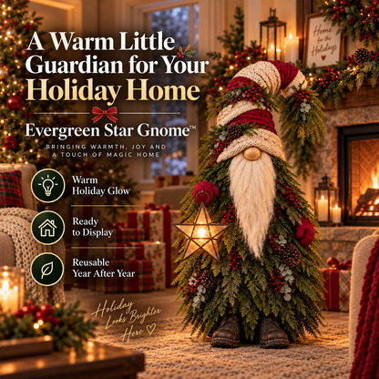 🔥Last Day 50%🎄 Light-Up Evergreen Christmas Gnome – Glowing Star Lantern Porch Decor