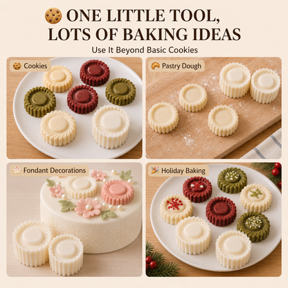 Flower-Shaped Cookie Cutters, Embossed Pastry Molds（2PC）
