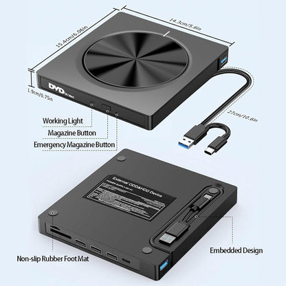 📢🔥This Week's Special Price $34.99 🔥USB 3.0/SD/TF/DVD/CD/VCD/Type-C Player Portable Burner Support Blu-Rays