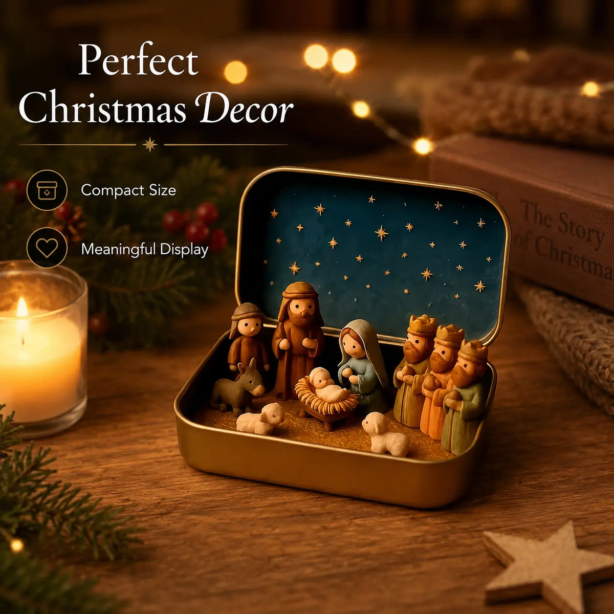 (🎁Last Day 49% OFF)🎄✝️Mini Christmas Nativity Set in a Tin Box
