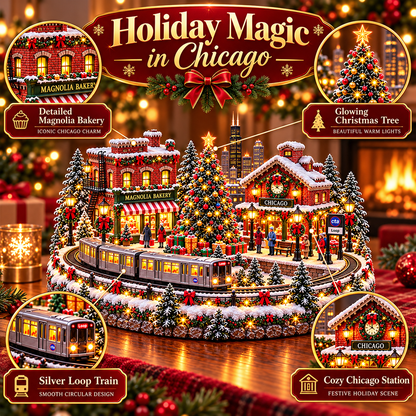 🔥 LAST DAY 50% OFF 🚋🎄 Christmas City Railway  – Lighted San Francisco Cable Car & Chicago Train Holiday Scenes