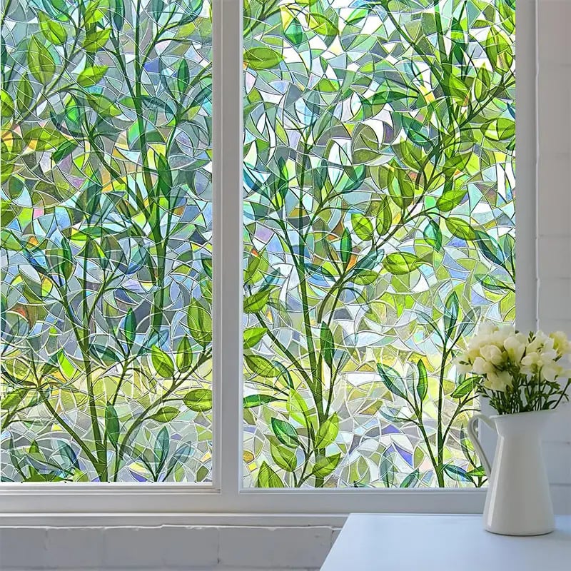 🔥Hot Sale 49% OFF –Floral Stained Glass Window Film 🌈 UV Blocking • Soft Privacy • Rainbow Light Effect