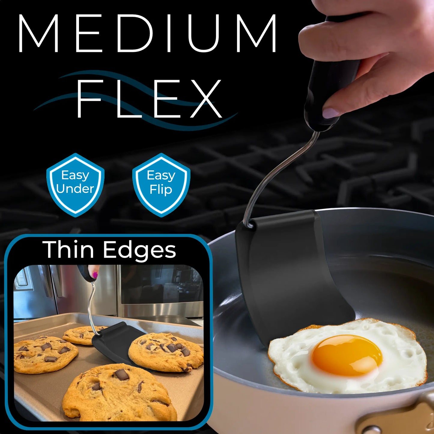 Ahlet Adjustable Spatula – 6 Cooking Angles, 2 Interchangeable Heads for Air Fryers, Griddles & Pans