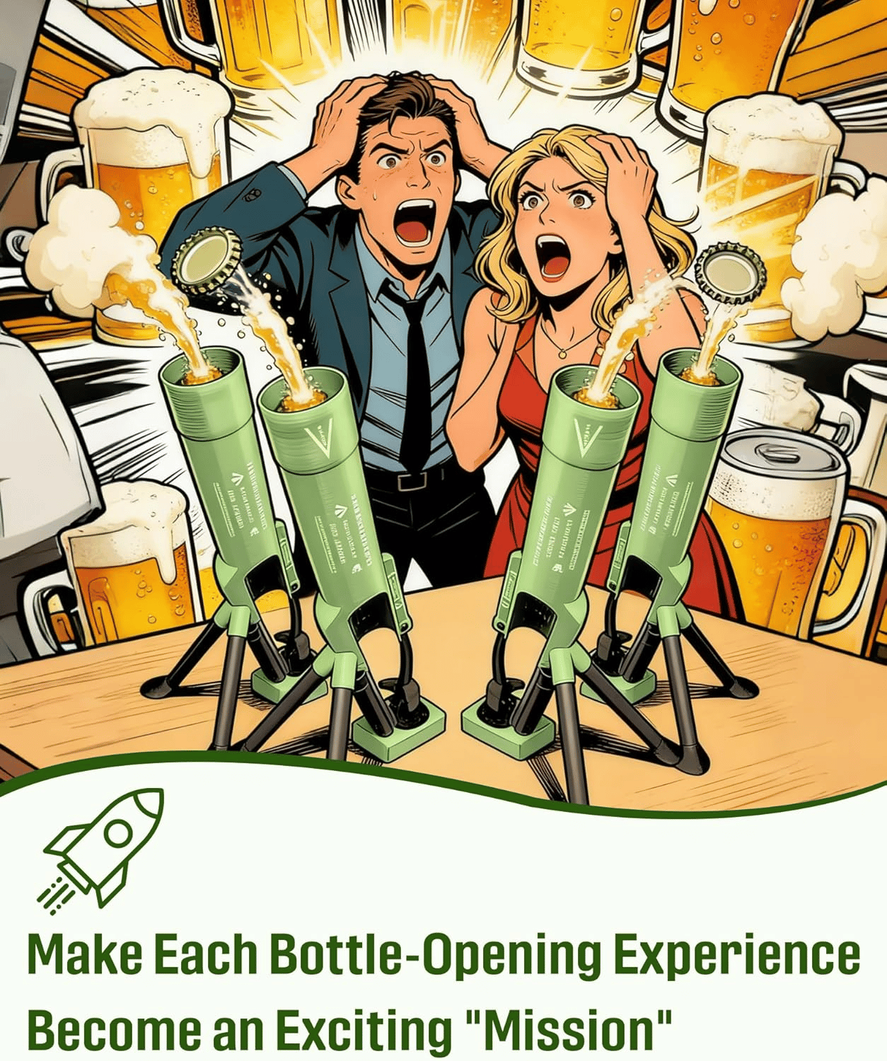 51mm Beer Bottle Mortar Bottle Opener – Novelty Cap-Launching Desk & Bar Accessory