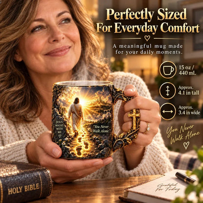 🔥 Last Day 49% OFF - 🔥✝️ Jesus Walks With Me™ – Heat-Reveal Faith Mug | You Are Never Alone (📦Buy 2 Free Shipping)