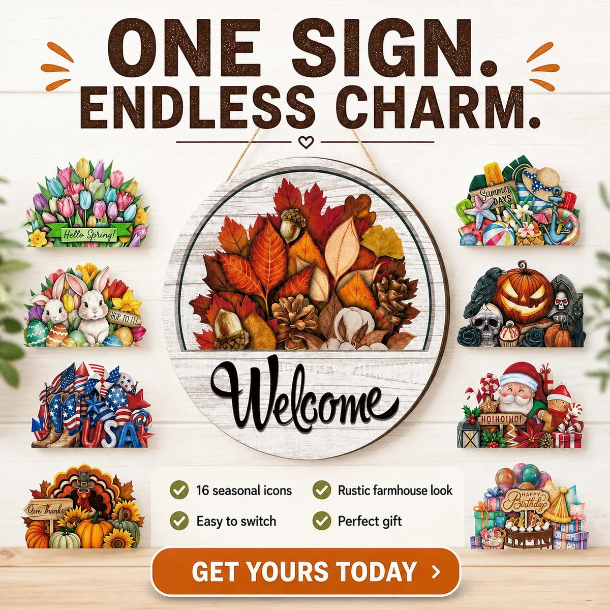 🔥 LIMITED-TIME 50% OFF — 12 Pcs Interchangeable Welcome Sign for Front Door