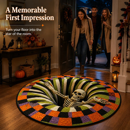 3D Skeleton Pit Halloween Illusion Round Rug