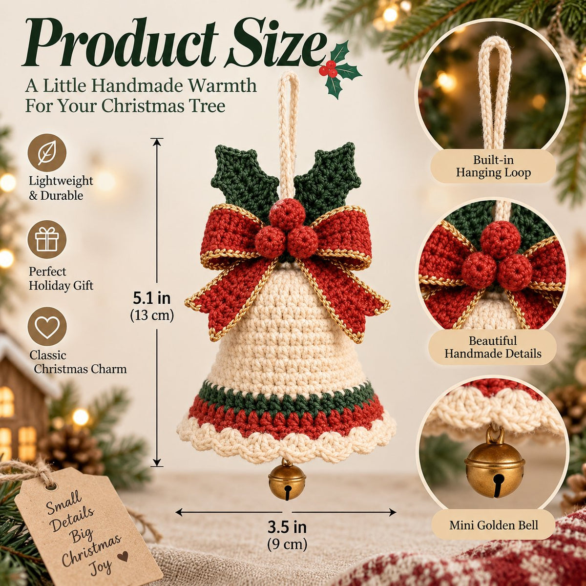 Crochet Christmas Bell Ornament