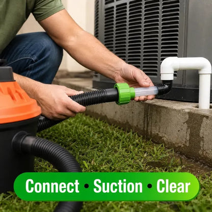 HVAC Condensate Drain Line Cleaning Adapter Clear Shop Vac Connector for Fast A/C Drain Clog Removal