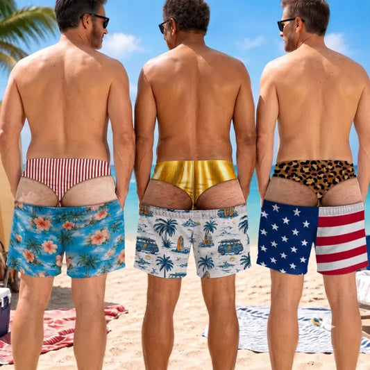 Funny Patriotic “Wide Load” Men’s Swim Trunks