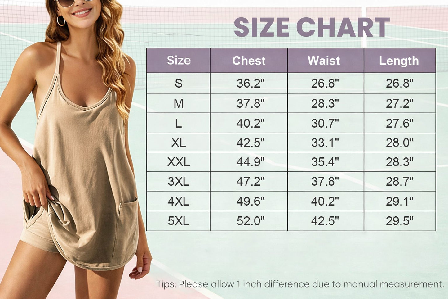 🌞 Women's Summer Mini Dress – 🩳 Built-in Shorts & Side Pockets – V-Neck, Spaghetti Straps, Sporty Casual