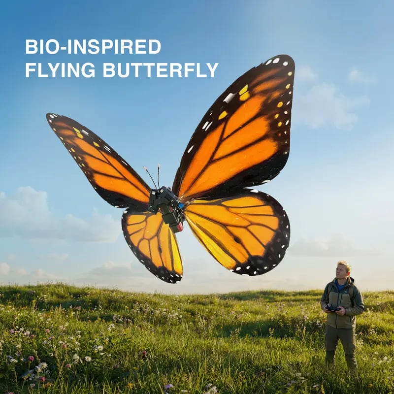 Bio-Inspired Flying Butterfly, Remote Control Realistic Butterfly with Flapping Wings