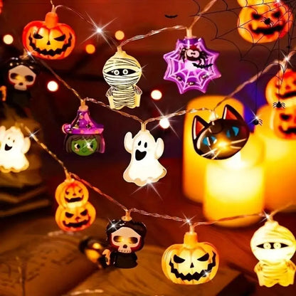 USB-Powered Pumpkin LED String Lights – Warm White Halloween Garland for Mantel, Window & Fall Home Decor