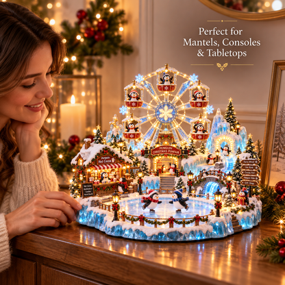 🔥Last Day 50% OFF 🎡🐧 Penguin Christmas Funfair™ – Animated Lighted Holiday Village