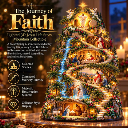 ✝️ The Journey of Faith™ – Lighted 3D Jesus Life Story Mountain with 6 Sacred Biblical Scenes