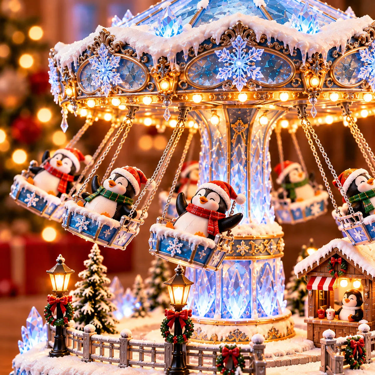 🔥LAST DAY 49% OFF🎄🐧 Penguin Winter Swing Carnival™ – Light-up Rotating Christmas Decoration ❄️✨