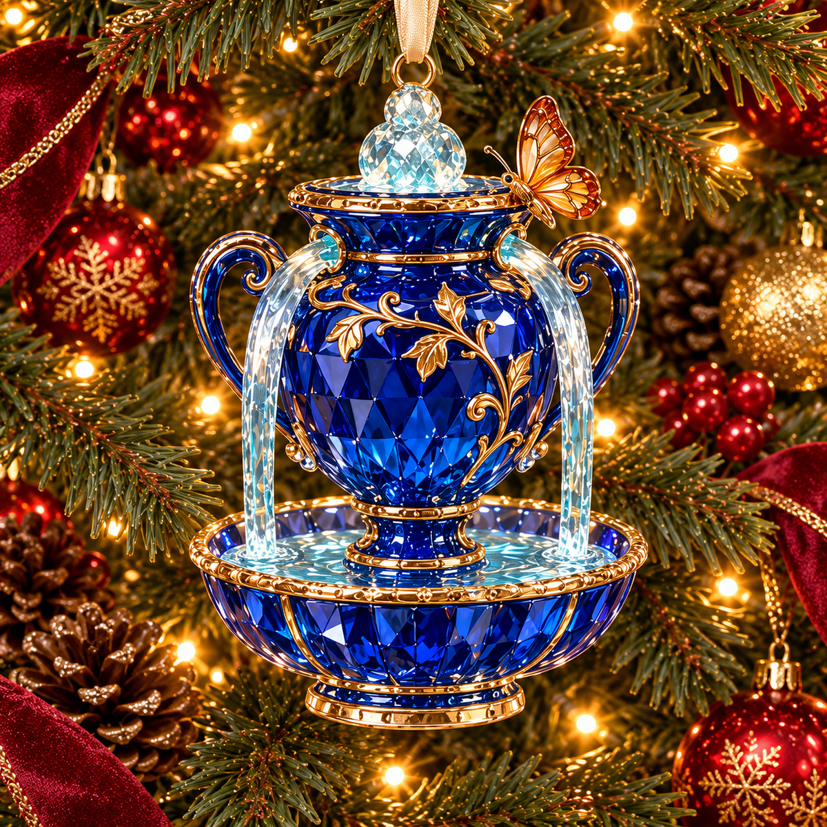 Vintage Crystal Fountain Christmas Ornaments – 6-Piece Enchanted Water Fountain Collection | Elegant Holiday Decorations & Unique Christmas Gifts 🎄✨