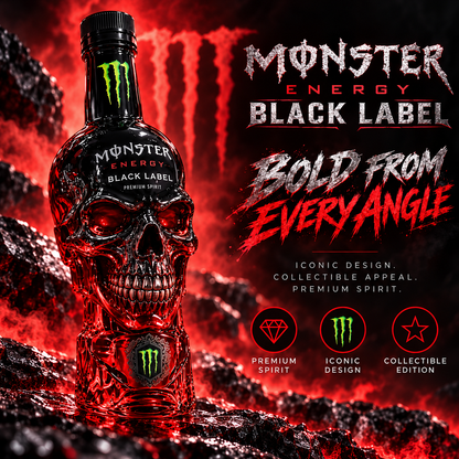Monster Energy Black Label Skull Bottle 💀💚 | Dark Gothic Design �