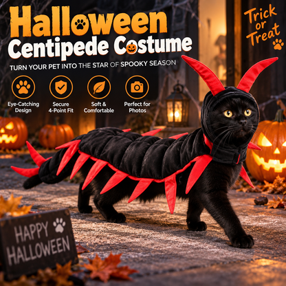 🎃 Halloween Centipede Cat Costume – 3D Spooky Pet Outfit