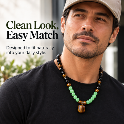 ✨ Money Attraction Necklace With GreenAventurine & Tiger Eye Pendant Healing Crystal Stone
