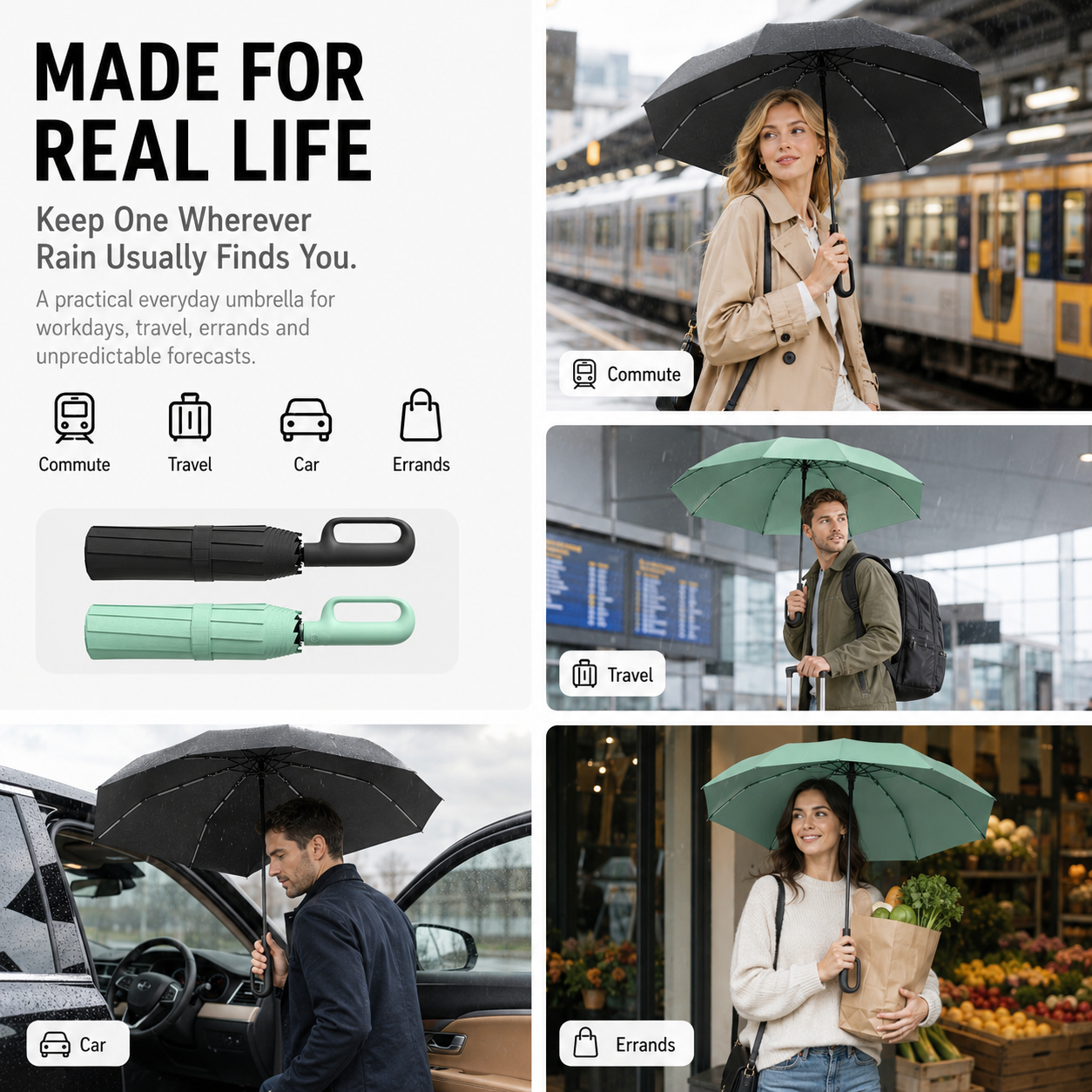 Automatic folding umbrella With buckle