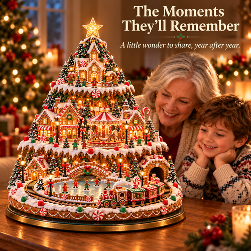 🔥LAST DAY 49% OFF🎄 Lighted 3-Tier Christmas Village Tree – Magical Holiday Tabletop Decor
