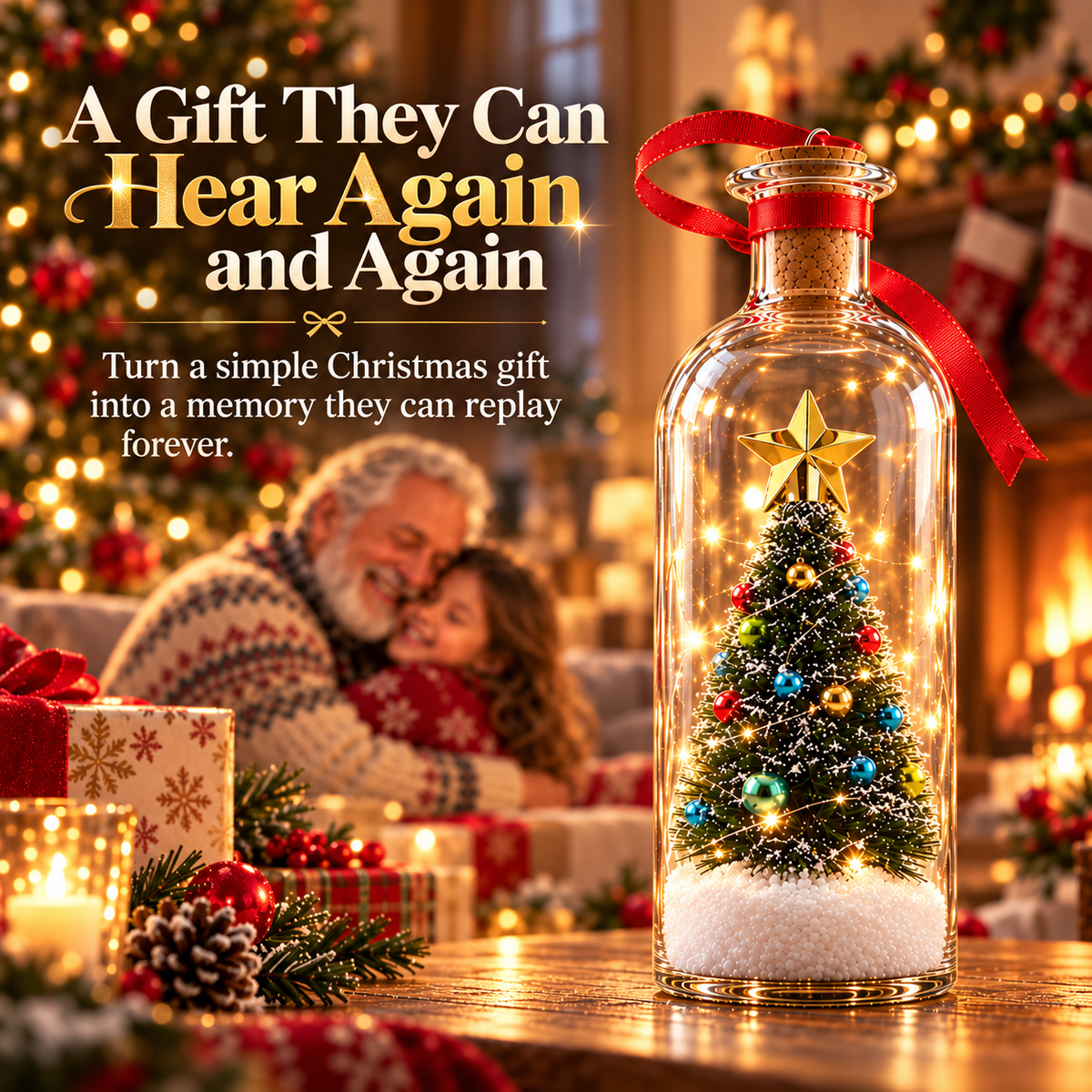 🎄 Christmas Voice Recording Bottle – 30-Second Personalized Keepsake Gift for Family & Grandparents