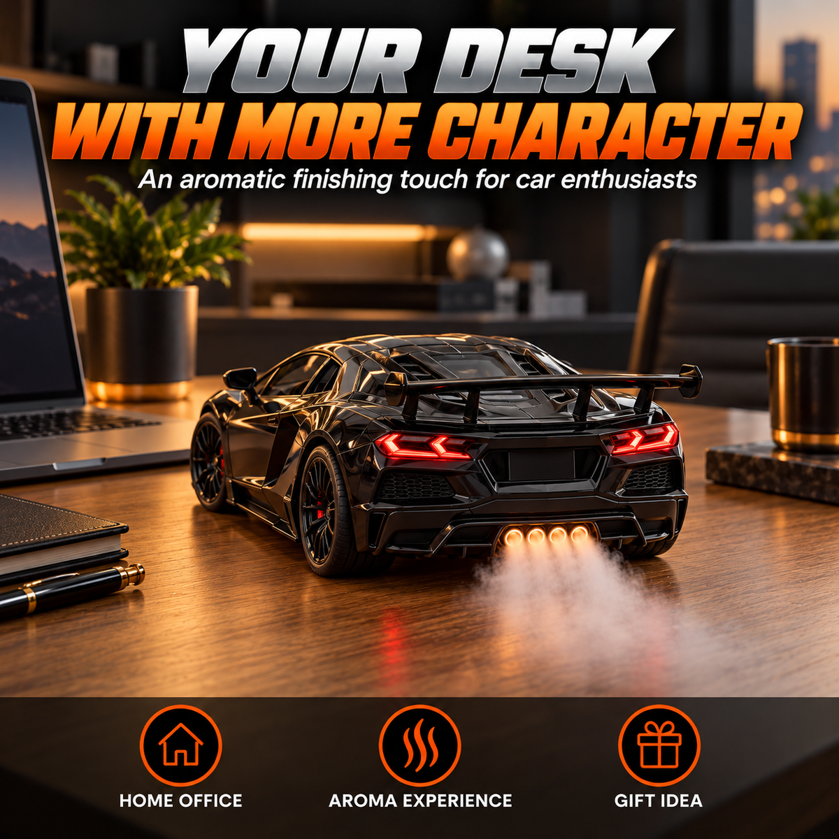 🏎️ Sports Car Aroma Mist Diffuser ✨ Glowing Lights & Futuristic Style