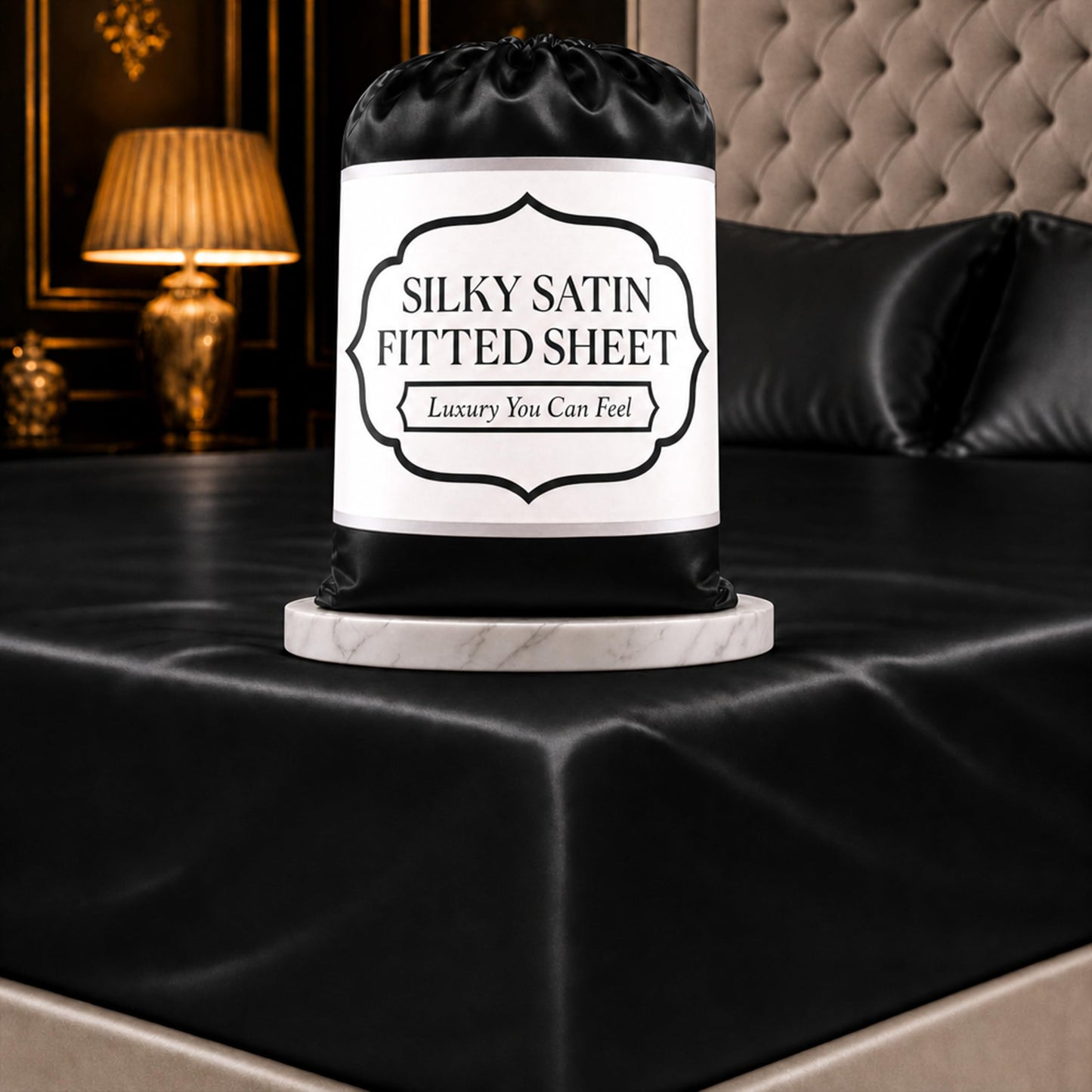 Satin Fitted Sheet – Luxuriously Smooth & Softer Than Silk Bed Sheets w/ 15 Inch Deep Pocket Hypoallergenic Wrinkle Free, Secure Snug Fit, Elastic Corner Straps