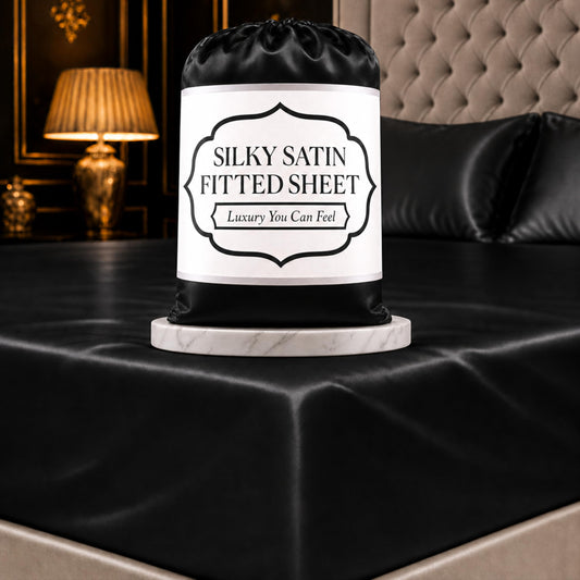Satin Fitted Sheet – Luxuriously Smooth & Softer Than Silk Bed Sheets w/ 15 Inch Deep Pocket Hypoallergenic Wrinkle Free, Secure Snug Fit, Elastic Corner Straps