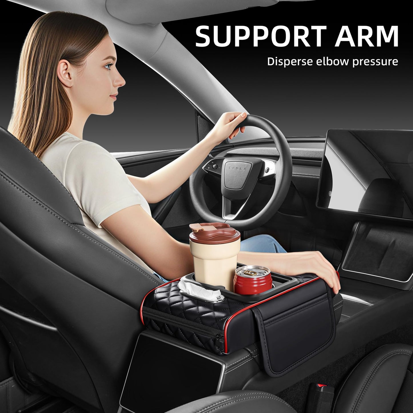 5-in-1 Car Console Organizer & Memory Foam Armrest Pad