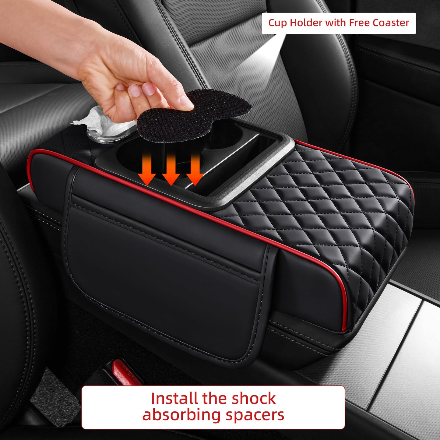 5-in-1 Car Console Organizer & Memory Foam Armrest Pad