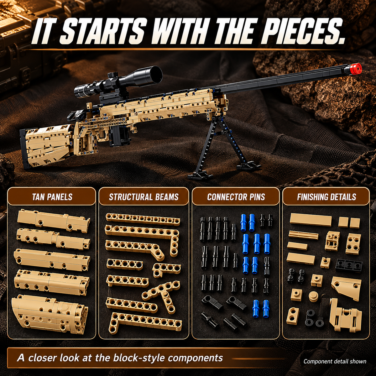 🧩 M24-Style DIY Building Block Model Kit – Collector Display