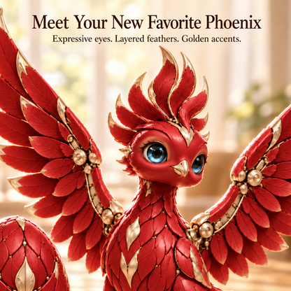 ✨ A Little Everyday Wonder | Red & Gold Phoenix Figurine for Shelves & Desks