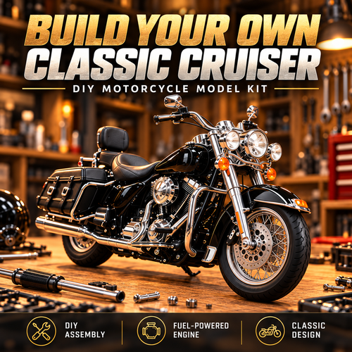 🏍️ Classic Cruiser Motorcycle DIY Model Kit – Build Your Own