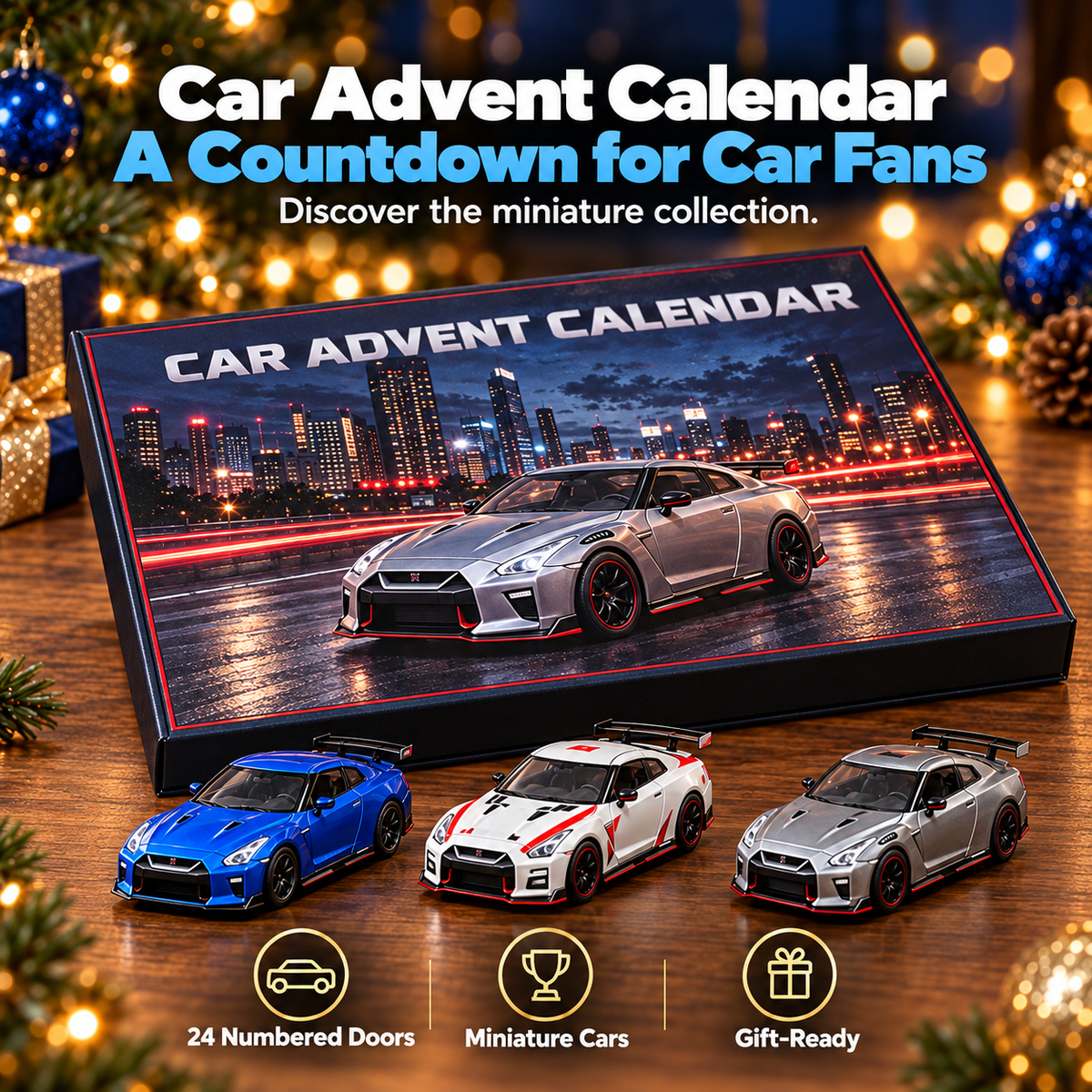 2026 Christmas Countdown Calendar with Die-Cast Car Models – Featuring 24 Classic JDM-Style Vehicles as Holiday Gifts
