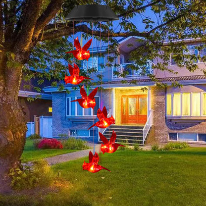 🌺 Cardinal Solar Wind Chimes – A Light That Feels Like a Message From Above