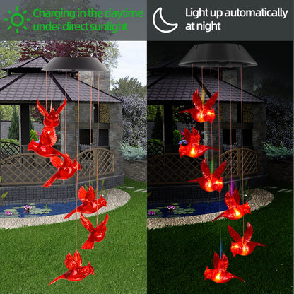 🌺 Cardinal Solar Wind Chimes – A Light That Feels Like a Message From Above