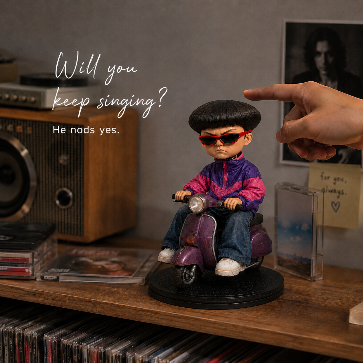 Retro Music Tribute Nodding Doll – Scooter Bobblehead Collectible 🛴