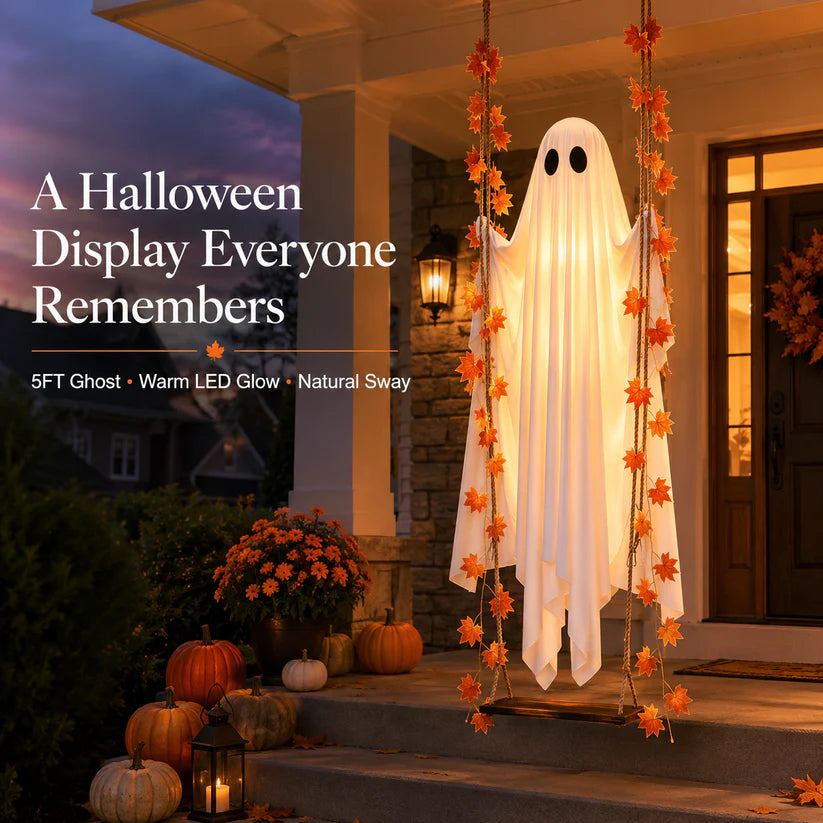 The Viral 5FT Swinging Ghost – Light-Up Halloween Porch Decor