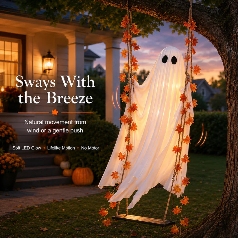 The Viral 5FT Swinging Ghost – Light-Up Halloween Porch Decor