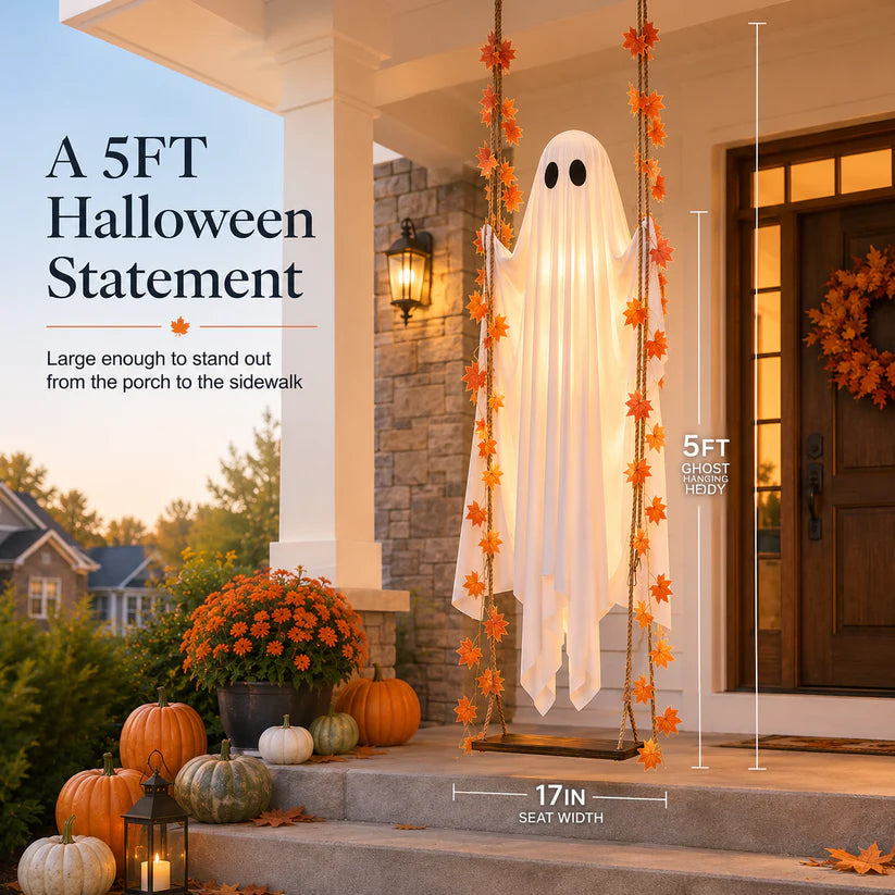 The Viral 5FT Swinging Ghost – Light-Up Halloween Porch Decor